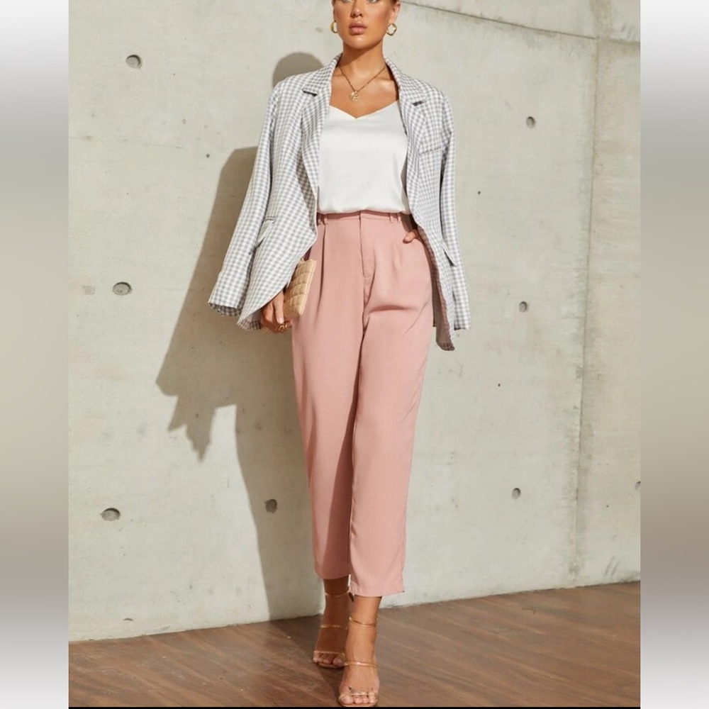 SHEIN high rise solid pink pants trousers Medium size 6